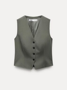 Zara ZW COLLECTION CLASSIC FIT VEST. Greenish. Size XS. New with Tags.